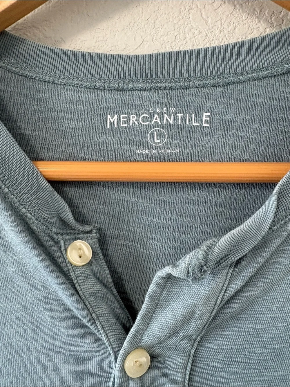 J.Crew Mercantile Blue Slub Cotton Henley Long Sleeve Shirt Size Large